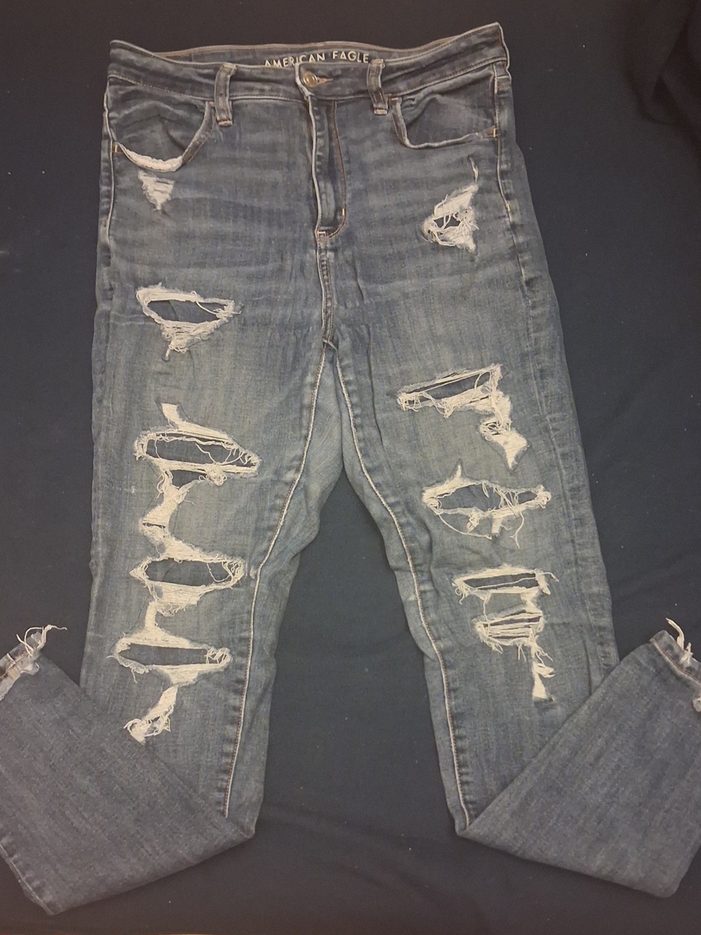 American Eagle Outfitters Women's Distressed Blue Ripped Jeans